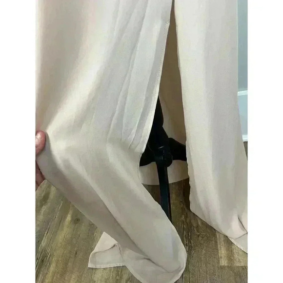 Show Me Your MuMu Hacienda Maxi Dress Off Shoulder Nude Chiffon Lined Size L - Picture 6 of 16